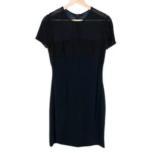 Oleg Cassini Black Tie Womens Beaded Black Dress 6 Short Sleeve Cocktail Fashion