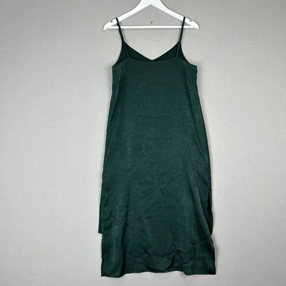 Olive Cheltenham Womens Dress One Size Green Midi Satin Slip Date Minimalist