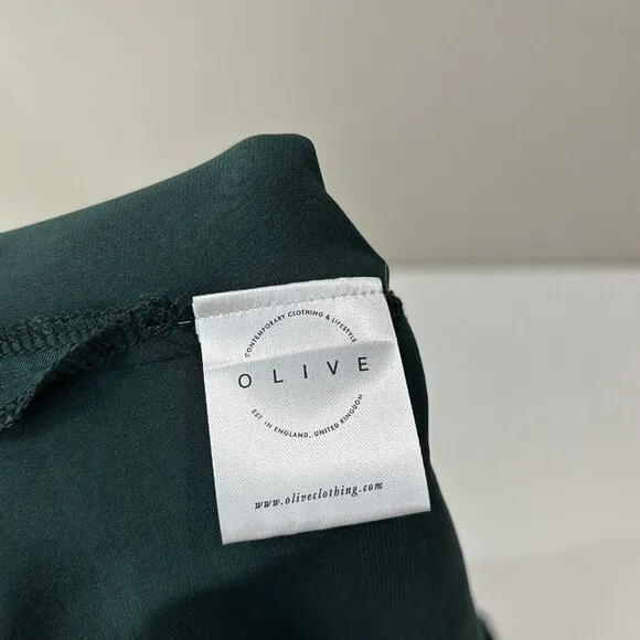 Olive Cheltenham Womens Dress One Size Green Midi Satin Slip Date Minimalist