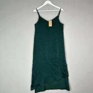 Olive Cheltenham Womens Dress One Size Green Midi Satin Slip Date Minimalist