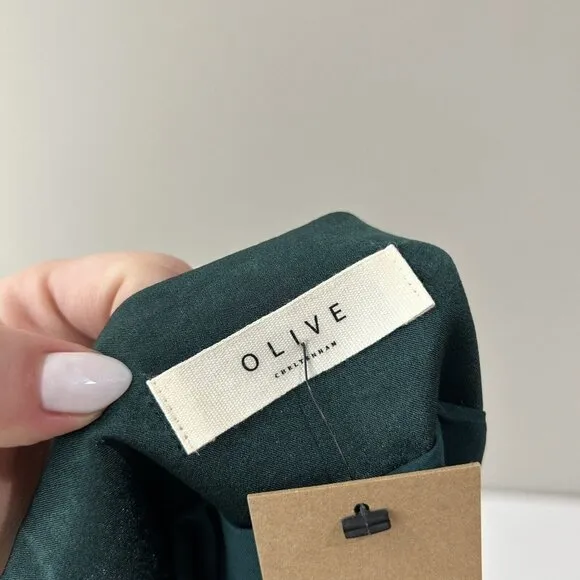 Olive Cheltenham Womens Dress One Size Green Midi Satin Slip Date Minimalist