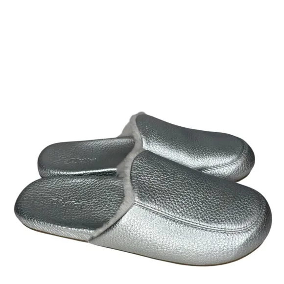 OluKai Kōnea Women’s Shearling Silver Leather Mule Size 10