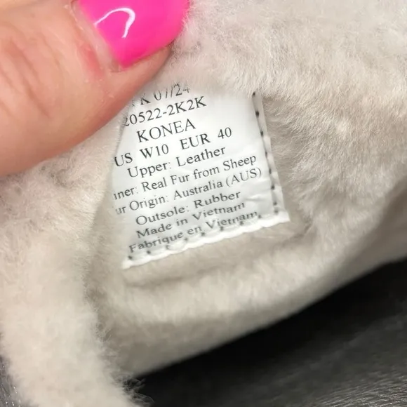 OluKai Kōnea Women’s Shearling Silver Leather Mule Size 10
