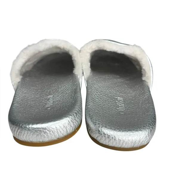OluKai Kōnea Women’s Shearling Silver Leather Mule Size 10