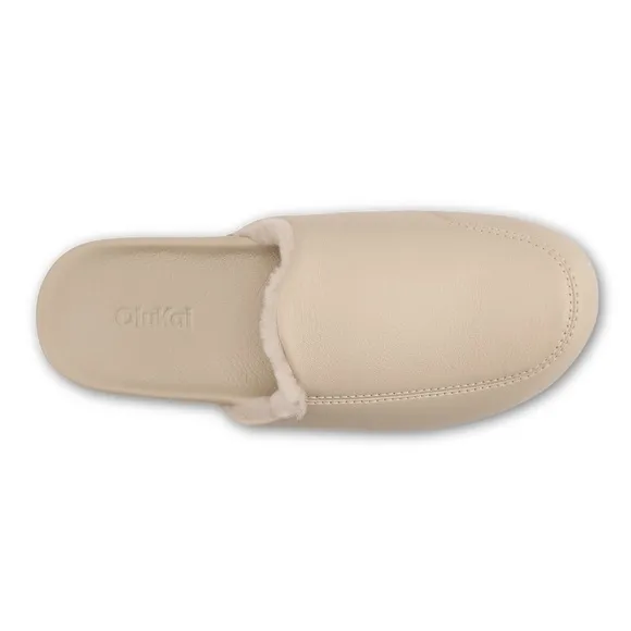 OluKai Korea Casual Mule Comfort Shoe 8 Slip On Bone cream white leather comfy