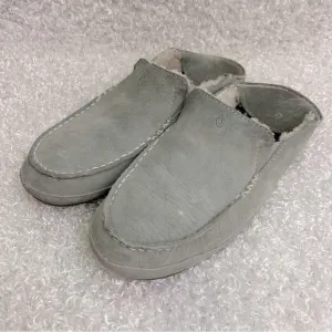 OluKai Ladies Size 9 Nohea Gray Suede Slip On Slippers Casual Comfy