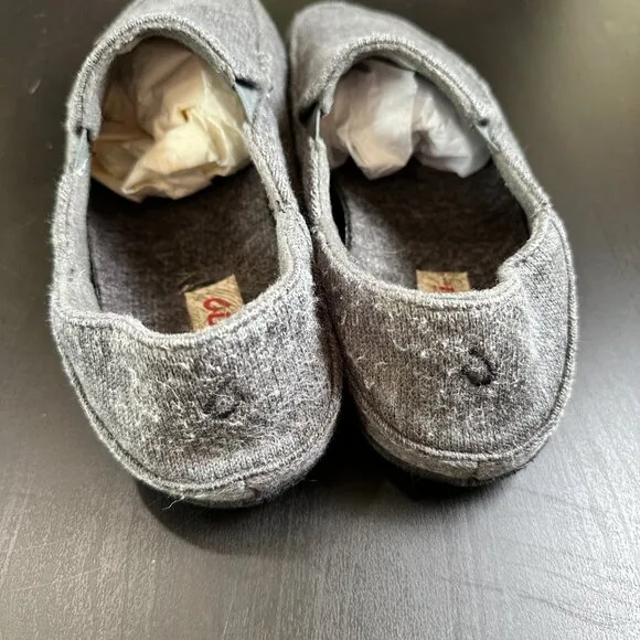 OLUKAI Moloa Hulu Wool-Blend Slippers, Soft Knit Slip On Shoes Size 10 Drop Heel