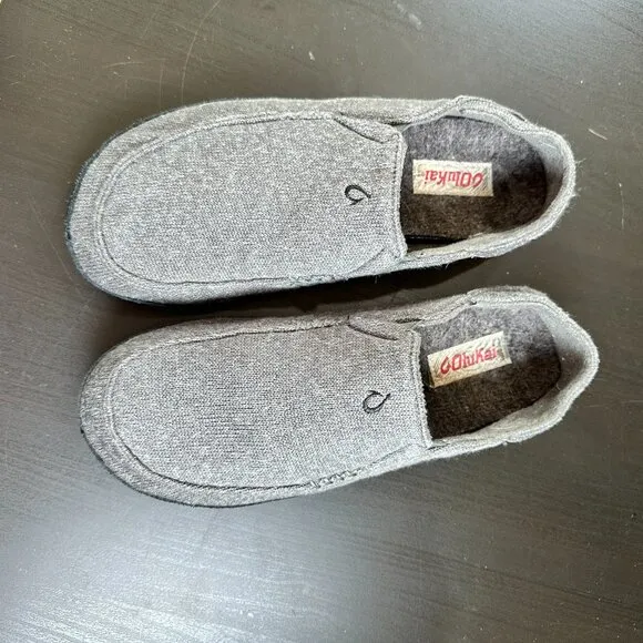 OLUKAI Moloa Hulu Wool-Blend Slippers, Soft Knit Slip On Shoes Size 10 Drop Heel
