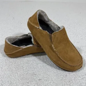Olukai Moloa Slippers Brown Leather Sheepskin Lined Mens Size 9 M