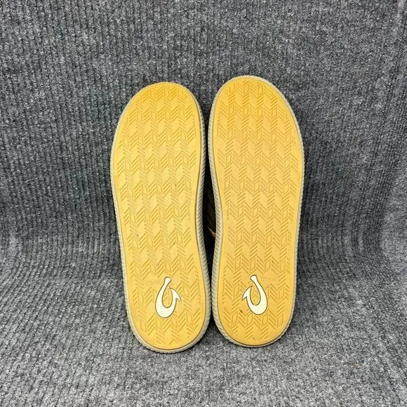 Olukai Mua Slippers Mules Green Olive Canvas Fur Lined Mens Size 10