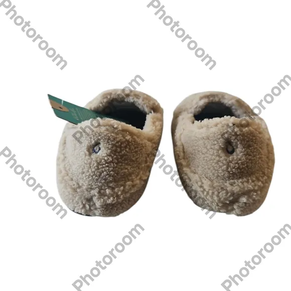 OLUKAI Nohea Heu Woman Soft Sherpa Fleece Drop-in-Heel Cozy Tan  Slipper Size6W