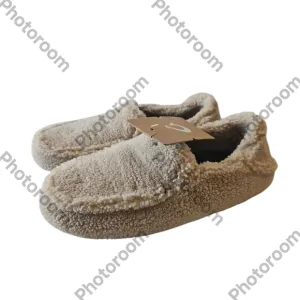OLUKAI Nohea Heu Woman Soft Sherpa Fleece Drop-in-Heel Cozy Tan  Slipper Size6W