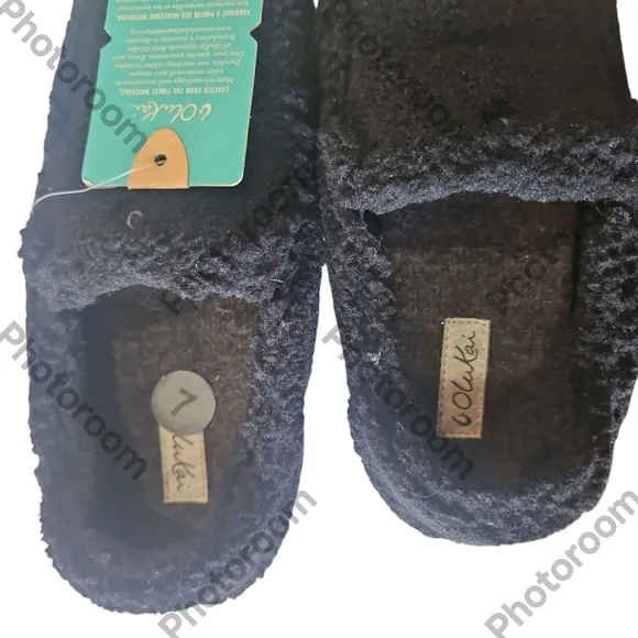 OLUKAI Nohea Heu Woman Soft Sherpa Fleece Drop-in Heel  Slippers 7W