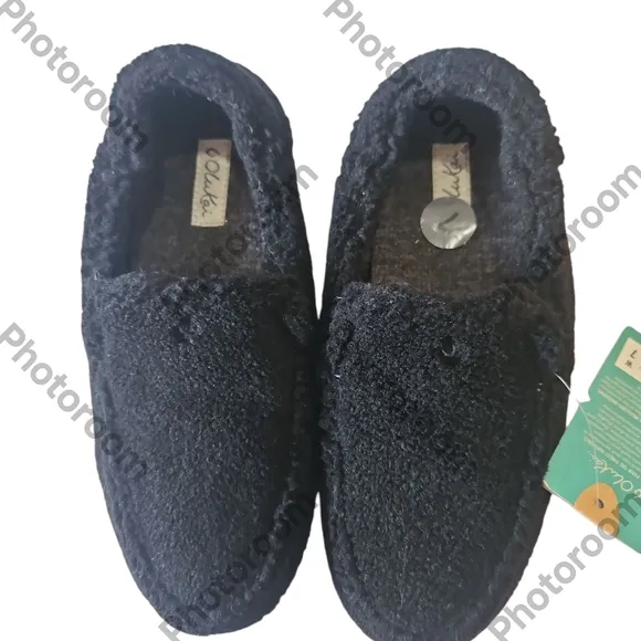 OLUKAI Nohea Heu Woman Soft Sherpa Fleece Drop-in Heel  Slippers 7W