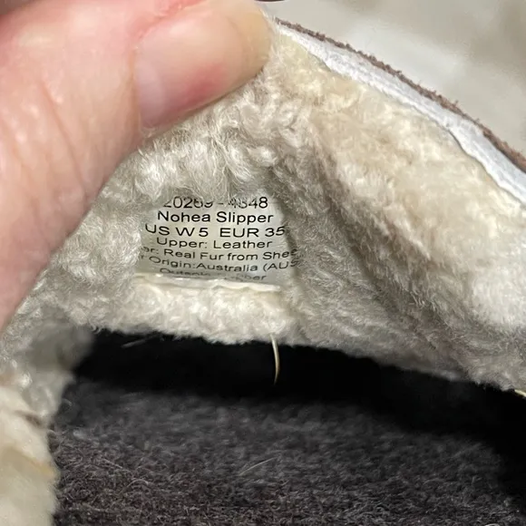 Olukai Women's Nohea Slippers Convertible Ray Brown Nubuck Slip On Sherpa Suede