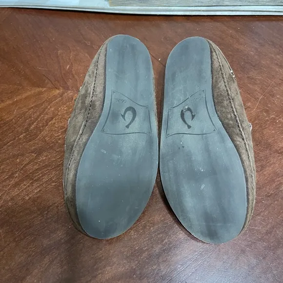 Olukai Women's Nohea Slippers Convertible Ray Brown Nubuck Slip On Sherpa Suede