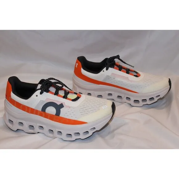 ON CLOUD MEN'S CLOUDMONSTER ATHLETIC SHOES‎ WHITE ORANGE