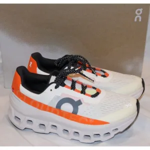ON CLOUD MEN'S CLOUDMONSTER ATHLETIC SHOES‎ WHITE ORANGE