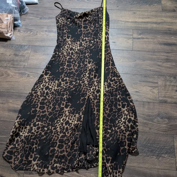 OPT by Johanna Cheetah Print Cowl Neck‎  Midi Dress Size XL