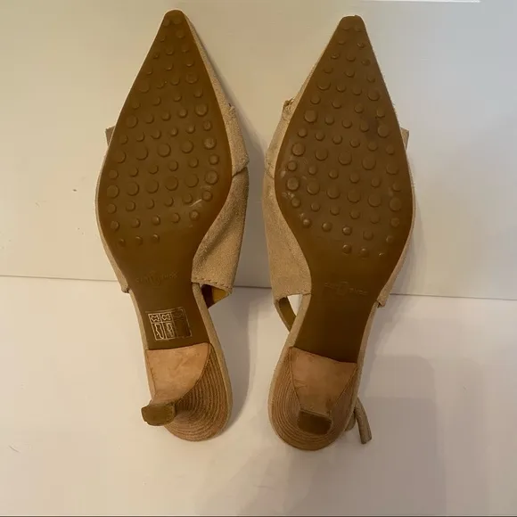 ORIGINAL CAR SHOE PRADA TAN SUEDE LEATHER HEELS SLINGBACK ITALY Size 36.5 6.5