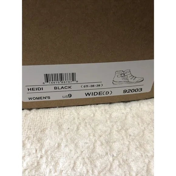 Orthofeet Women’s HEIDI Black Leather Ankle Boots Comfort Shoes Size 9 Wide NIB