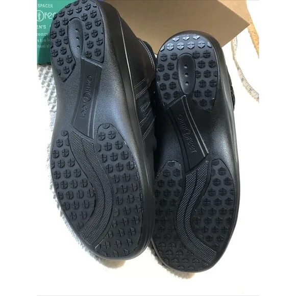 Orthofeet Women’s HEIDI Black Leather Ankle Boots Comfort Shoes Size 9 Wide NIB