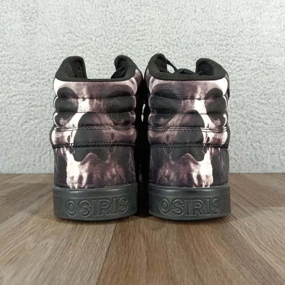 Osiris High Top Skate Shoes Skull Print Mens Size 13 Sneakers Black Lace Up