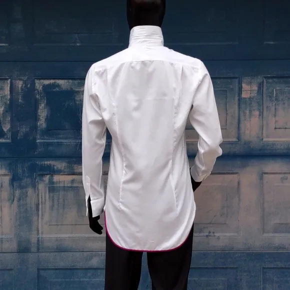 Oswald Boateng Men's Luxury Dress Shirt White w/Blue Trin