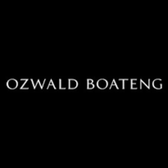 Oswald Boateng Men's Luxury Dress Shirt White w/Blue Trin