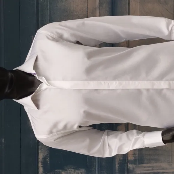 Oswald Boateng Men's Luxury Dress Shirt White w/Blue Trin
