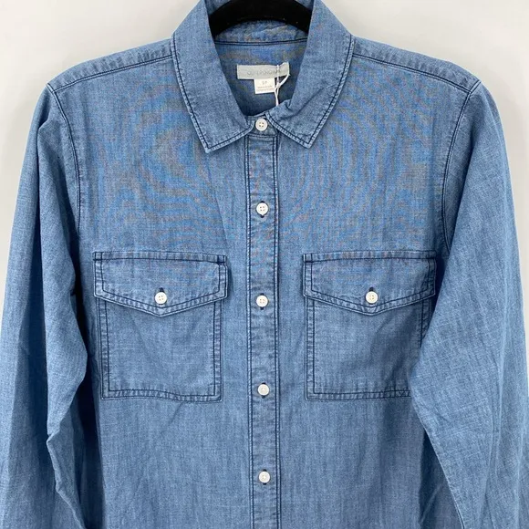 Outerknown Prospect Chambray Long Sleeve Dress Casual Minimalist Size Small