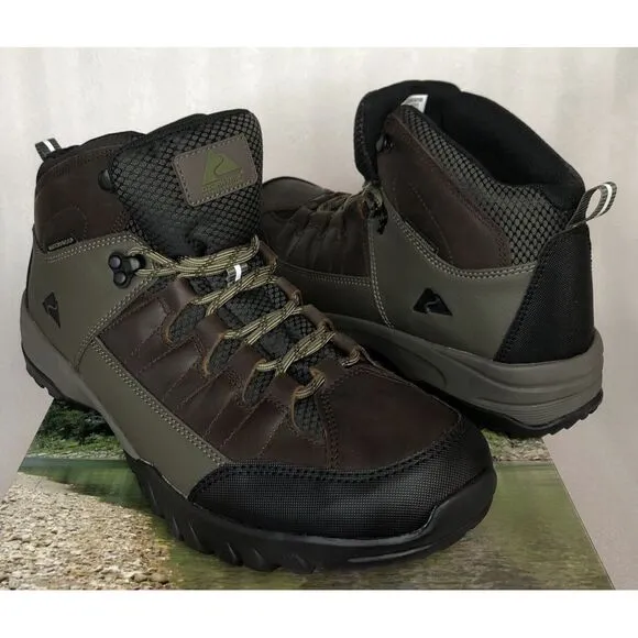 Ozark Trail Men's Meadows Waterproof Brown Leather Hiking Work Boots Size 12 NEW
