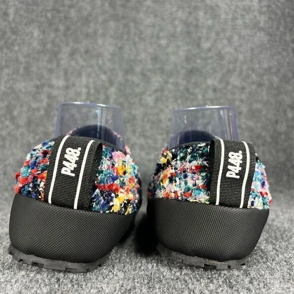 P448 Laby Slippers Womens 8.5 EU 39 Tweed Multicolor Slip On Fur Sherpa Lined