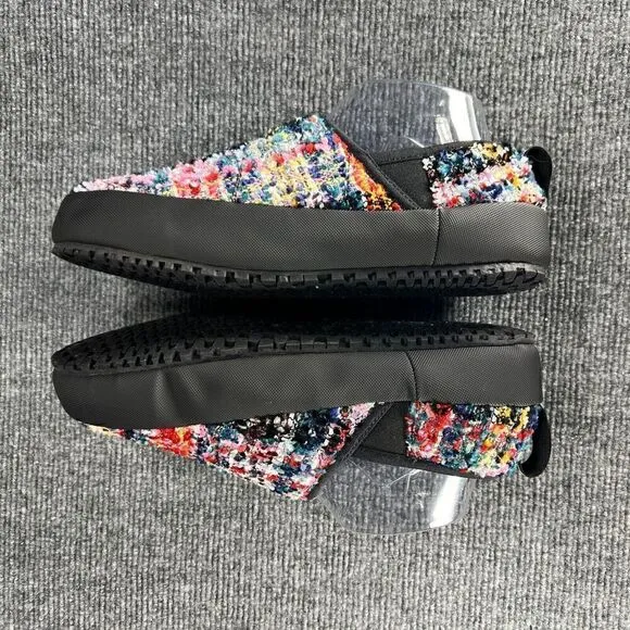 P448 Laby Slippers Womens 8.5 EU 39 Tweed Multicolor Slip On Fur Sherpa Lined