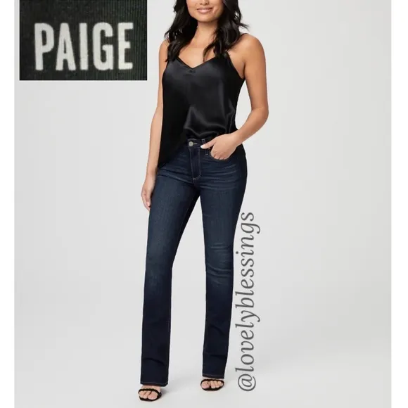 PAIGE Federal Jeans Inkwell Darkwash Deep Blue Black Plus Size 34 X 26