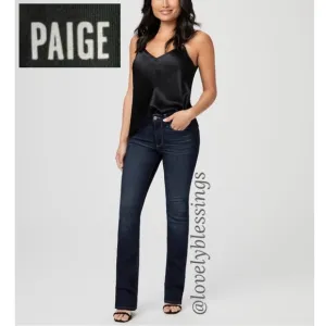 PAIGE Federal Jeans Inkwell Darkwash Deep Blue Black Plus Size 34 X 26