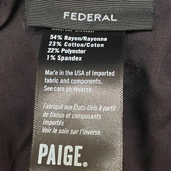 PAIGE Federal Jeans Inkwell Darkwash Deep Blue Black Plus Size 34 X 26