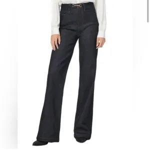 PAIGE Leenah Embellished Wide Leg Denim Jeans Vintage dark blue highrise size 24