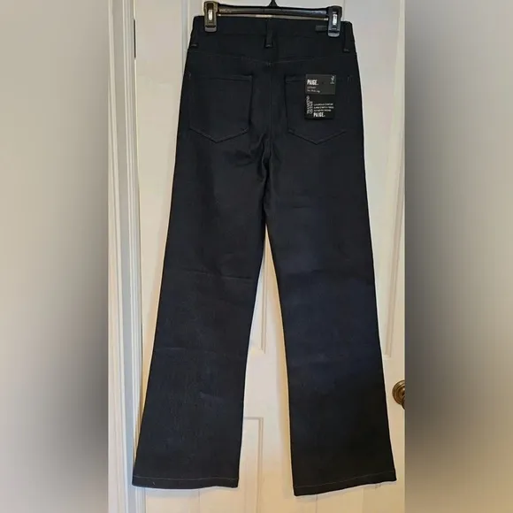 PAIGE Leenah Embellished Wide Leg Denim Jeans Vintage dark blue highrise size 24