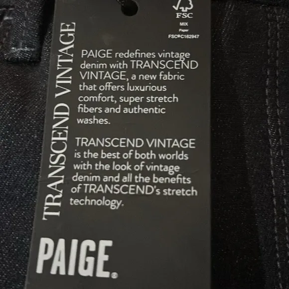 PAIGE Leenah Embellished Wide Leg Denim Jeans Vintage dark blue highrise size 24
