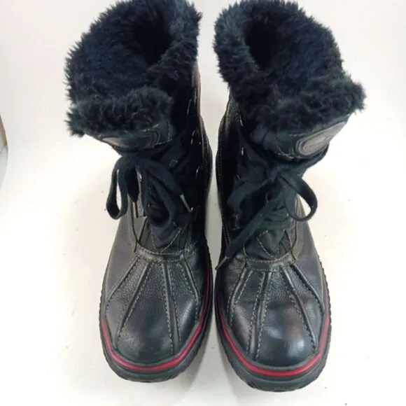Pajar Waterproof  Insulated Fur Lined Lace Up Women's 10 Winter Boots Black.