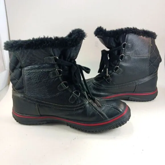 Pajar Waterproof  Insulated Fur Lined Lace Up Women's 10 Winter Boots Black.