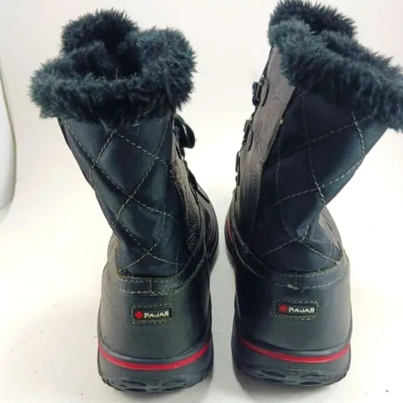 Pajar Waterproof  Insulated Fur Lined Lace Up Women's 10 Winter Boots Black.