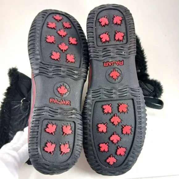 Pajar Waterproof  Insulated Fur Lined Lace Up Women's 10 Winter Boots Black.