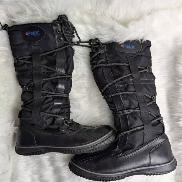 Pajar women’s Grip Leather snow winter boots Size 10 Black