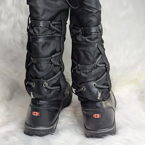 Pajar women’s Grip Leather snow winter boots Size 10 Black