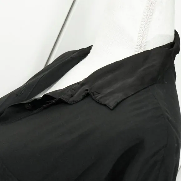 Pampelone Black Classic Shirt Dress Minimalist Button Up Lightweight Midi