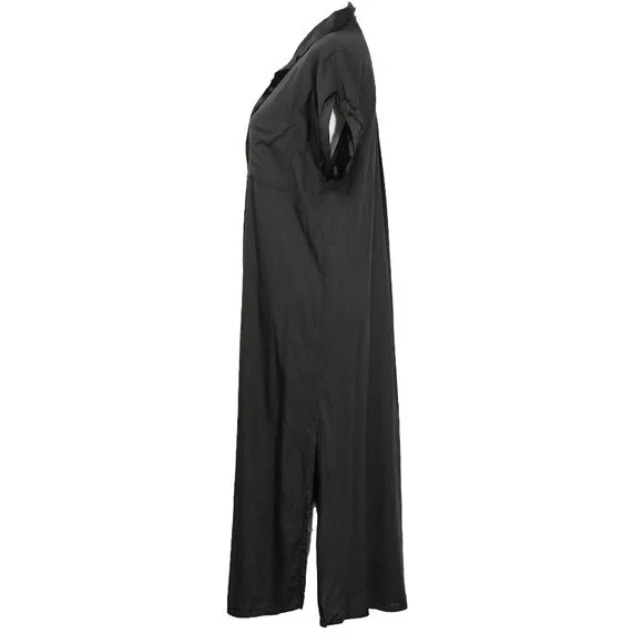 Pampelone Black Classic Shirt Dress Minimalist Button Up Lightweight Midi