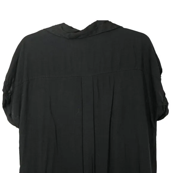 Pampelone Black Classic Shirt Dress Minimalist Button Up Lightweight Midi