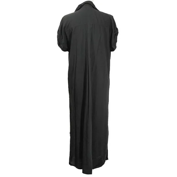 Pampelone Black Classic Shirt Dress Minimalist Button Up Lightweight Midi